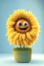 Placeholder: Cheery and cute sunflower in a pot avatar full body in fluffy material