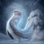 Placeholder: smooth hyper realistic, beautiful Japanese snow bird in crown, pale colors, dark cosmos background, cat еye, extremely sharp detail, finely tuned detail, ultra high definition, 8 k, unreal engine 5, ultra sharp focus, accurate sword wings, positive smile, lot of details, fit within portrait, Ambiance winter, perfect composition, perfect hair, perfect hands, finger up gestures