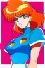 Placeholder: 90s anime sci fi orange hair space Captain girl blood on face sacred