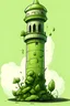 Placeholder: A tall tower with a mouth eating green lettuce