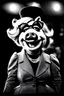 Placeholder: Miss piggy photorealism, modern over exaggerated, burlesque, absurdist high brow art, in the style of 90s , jim hensen , puppet portrait, surreal photography, vectorized, rotoscoping, dust overlay, black and white analog film, highbrow uncanny, very detailed, 35 mm, camera obscure