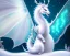 Placeholder: mdjrny-v4 style, a white dragon with fairy-like transparent glowing and sparkly wings standing in snow, full body, silver and teal background, glowing soft and smooth wings, realistic, highly detailed intricately detailed, shiny snowy background, soft studio lighting, trending on artstation, by artist "Julie Bell", by artist "Greg Rutkowski"