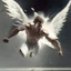 Placeholder: angel hombre caido enojado volando a gran velocidad hacia arriba
