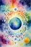 Placeholder: Daily Theme: Quantum Qietude; Watercolor, The conception of the babay, microscopic quantum particles, DNA, molecular leve, Calmness in Action.