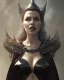 Placeholder: evil queen in black leather gown, busty, cleavage, angry, emperious, 8k resolution concept art portrait by Greg Rutkowski,