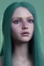 Placeholder: long purple haired human girl with bright green eyes