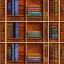 Placeholder: game texture beautiful colorful wooden bookshelves block tileable close up two rows