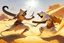 Placeholder: antropomorphic ninja cat fighting with a sheik in the desert in sunshine