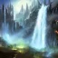 Placeholder: Elven city waterfall night fantasy