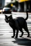 Placeholder: black thin cat crossing street