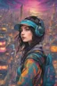 Placeholder: psychedelic Genius girl thinking deep thoughts cyberpunk city, hyperdetailed and highly intricate digital illustration, by Ghibli Studio, vibrant colors, Black ink flow: 8k resolution photorealistic masterpiece: by Ghibli Studio, photo realistic