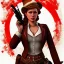 Placeholder: a Portrait of west Can-Can dencer girl character as a red dead redemption game character.