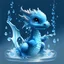 Placeholder: Generate an image of a cute baby dragon embodying the element of water, with a blue color scheme and surrounded by droplets.