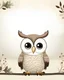 Placeholder: cute owl wallpaper for photo album with empty space in center
