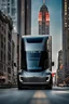 Placeholder: A Tesla semi-truck is racing at top speed, near the "Empire State Building' in New York. CINEMATIC. WIDE ANGLE LENS. PHOTO REAL.