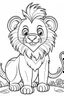 Placeholder: coloring page for kids, LION, cartoon style, thick outline, low details, no shading, VIVID COLOR