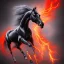 Placeholder: Black muscular horse with red eyes, fire, ice, lightning