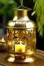 Placeholder: Big tin golden candle lantern