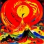 Placeholder: A red volcano with phoenix fire painted by Wassily Kandinsky