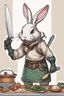 Placeholder: holy bunny rogue with cooking knife dnd art