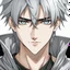 Placeholder: A stunningly detailed (((headshot portrait))), capturing the essence of a young man in his 20s with silver hair and piercing gray eyes, exuding a sense of confidence and protection, anime realism style