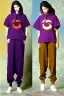 Placeholder: year 1998 women fashion. Loose, baggy, low waist Combat pants, t-shirt, new kind of hoodie with tippet! Colors: denim blue, blue, purple, cream, khaki, "light green", lilac, plum, orange, terracotta, red, light yellow, lion yellow, pink, dark blue, beige. Sturnus vulgaris-print. wide belt. Partly latex or leather. Kylie Minogue, Tyra Banks. leg warmer. Cargo pants and hoodie!