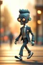 Placeholder: 60s cute punk chat robot with suit and tie and rollerskates,in skating park, its such a perfect day, motion blur, smoke, 8k, downlight, soft light, depth of field, photorealism, trending on art station, some detail