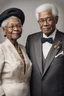 Placeholder: elderly interracial couple dressed in elegant diplomatic attire