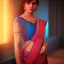 Placeholder: full body photo of a girl in saree in dark room with neon light ,hyperrealistic,detailed,8k,cinematic