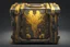 Placeholder: valuable opened chest, cyberpunk style, yellow colors, facing forward, with gold inside