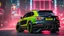 Placeholder: Bentley Bentayga ultimate tuning Mansory Cyberpunk 2077 neon Style Rear View, Super Detailed, desktop wallpaper, 4K
