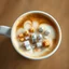 Placeholder: miniature art, close up top-down view of a latte with a maximal complex Seattle city skyline formed in the milky foam, macro photo, fantastical, professional photography, looks like an advertising campaign photo, delicious