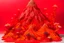 Placeholder: A red flaming volcano designed in Chinese paper art