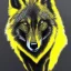 Placeholder: Black wolf with yellow and red