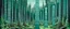 Placeholder: A mint color forest with Pacific Northwest totem poles painted by Frank Wilson