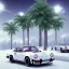 Placeholder: 1980's aesthetic vaporwave palm trees with porsche in the winter snow with lightning