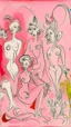 Placeholder: A pink realm with fairies in stylish ink drawing painted by Pablo Picasso