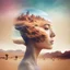 Placeholder: double exposure, woman's head, exposure art, desert landscape 3D natural background, beautiful colours, masterpiece, realistic highly detailed, photorealistic