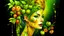 Placeholder: green background, Punk Woman 49 years old, hair made of Fruits, Grapes, tangerines, gold, gouache, watercolor, acrylic, paint drips, branches, fine drawing, golden makeup, bees, tattoo, alien, bright colors, fine drawing, double exposure , high detail, high resolution, 8K, 3D, bees,