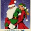 Placeholder: two elves. woman and man. Christmas scene. poster. marvel comic. low-key