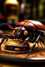 Placeholder: A giant beetle eating fast food