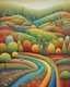 Placeholder: a whimsical multicolor forrest line, on the horizon, by Iwona Lifsches