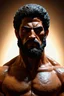 Placeholder: ancient Greek King brownskinned .Chiaroscuro ,hyper realism, realistic, highly detailed, high contrast , sharp. Rembrandt lighting.
