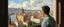 Placeholder: man is watching the city from the balcony painted by andrea del sarto