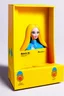 Placeholder: empty yellow and blue barbie doll box