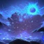 Placeholder: Spherical Frost metal magic armoured lightning Mycelium giant blob MUSHROOM flower erupting with BLUE FLAMES hellfire abyss stars SPACE lANDSCAPE