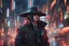 Placeholder: alastor in 8k realistic anime artstyle, neon effect, close picture, rain, fantasy world, intricate details, highly detailed, high details, detailed portrait, masterpiece,ultra detailed, ultra quality