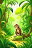 Placeholder: Monkey in the jungle, cartoon style, no shading, --ar 9:11