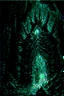 Placeholder: Glowing spiked iron entrance to a scary scifi blue mine at night fantasy rpg painterly art