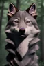 Placeholder: The handsome and perfect full body is on the spruce land, anime, a casual, gray-haired and lilac-eyed male character with wolf ears and a feline tail in the forest, 8K resolution, high quality, ultra graphics, and detailed with lines.